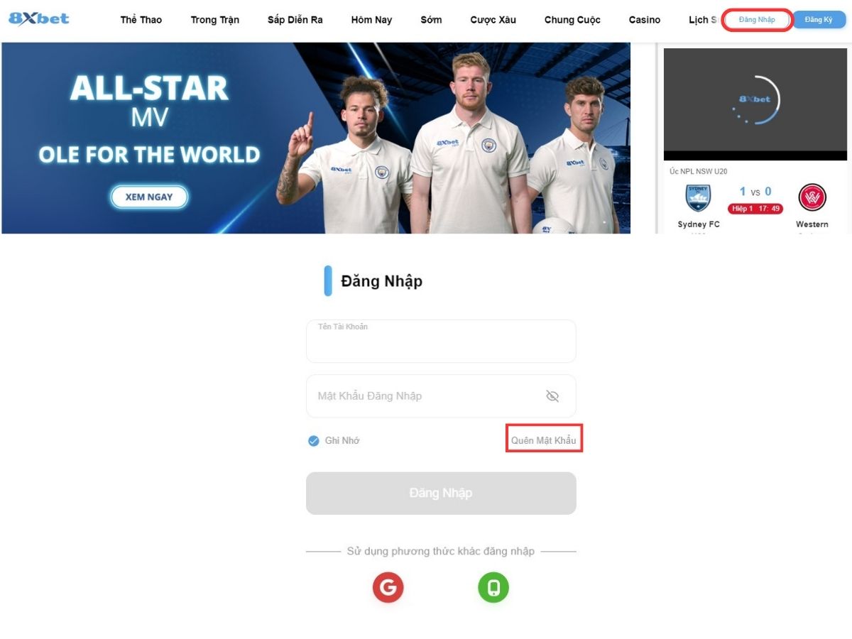 3 bước lấy lại mật khẩu 8xbet ngay lập tức 5 dùng chức năng quên mật khẩu 8xbet