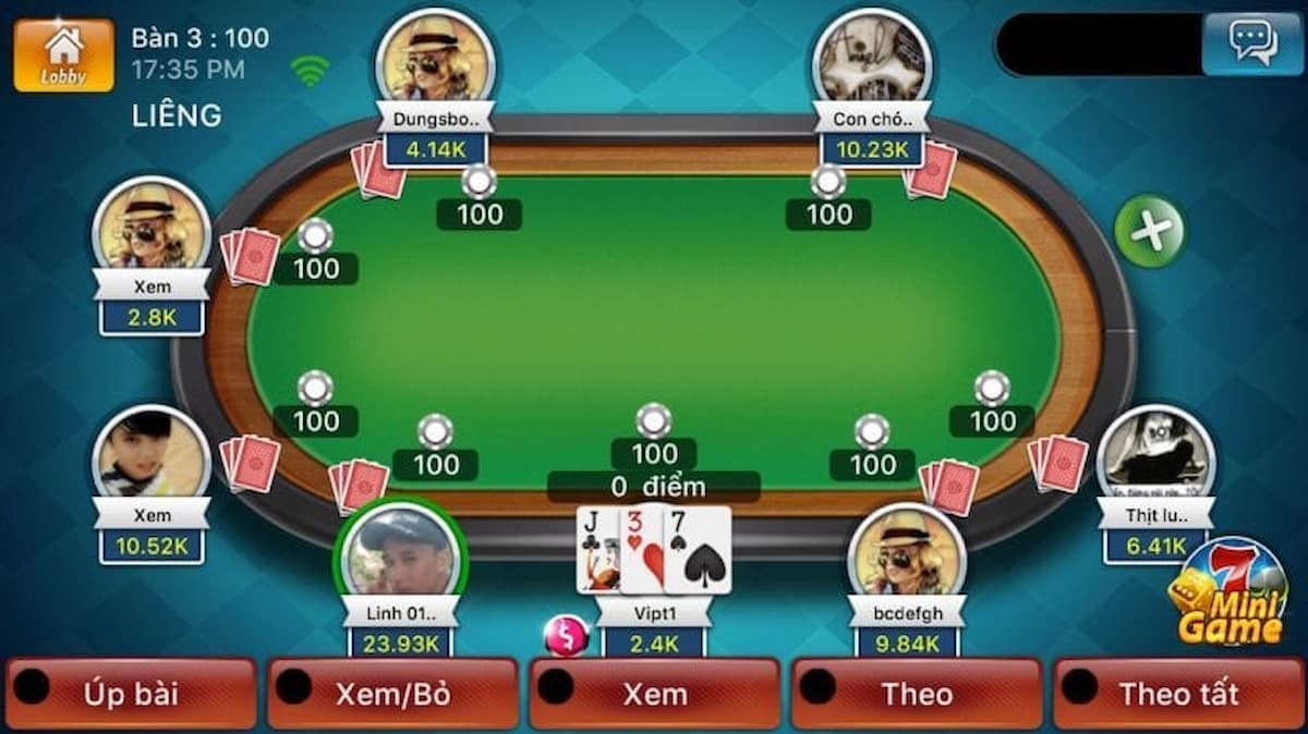 giao diện bàn chơi bài liêng 8xbet