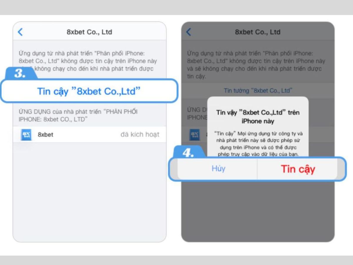 hoàn thành cài đặt app 8bet trên iphone