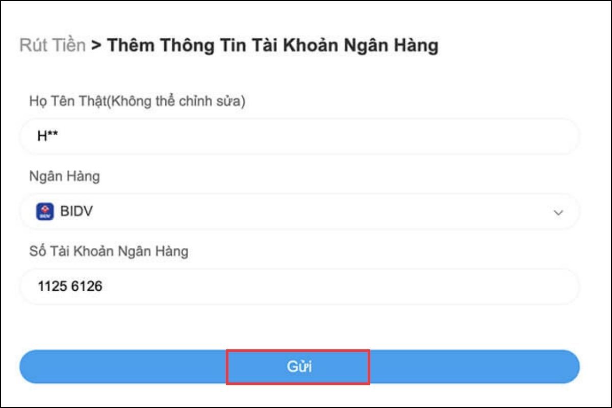 thêm thông tin tài khoản ngân hàng lên hệ thống 8xbet