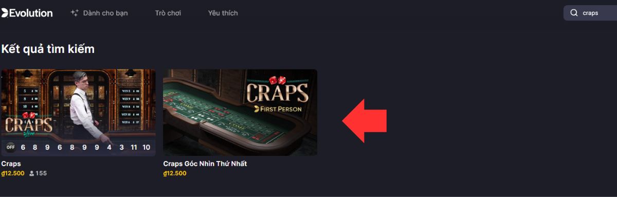 chọn bàn chơi craps 8xbet