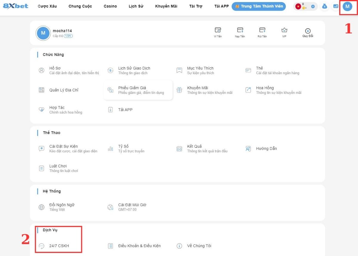 đến mục chat trực tuyến 8xbet