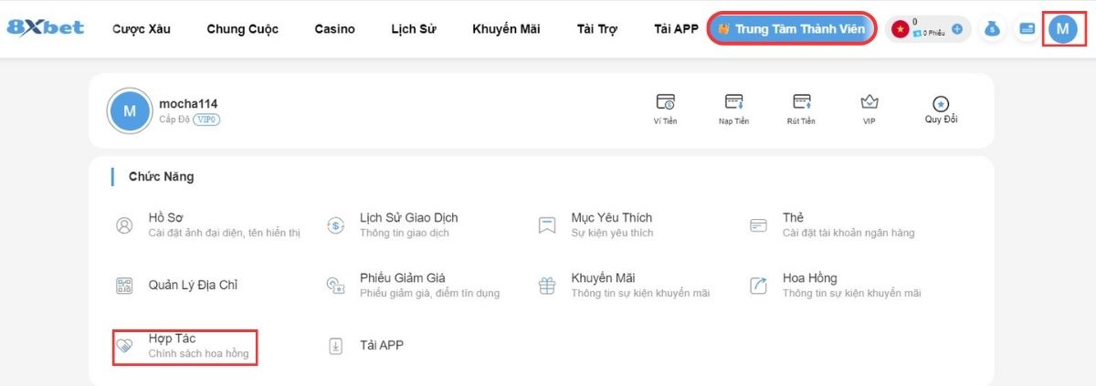 đến mục hợp tác đăng ký đại lý 8xbet