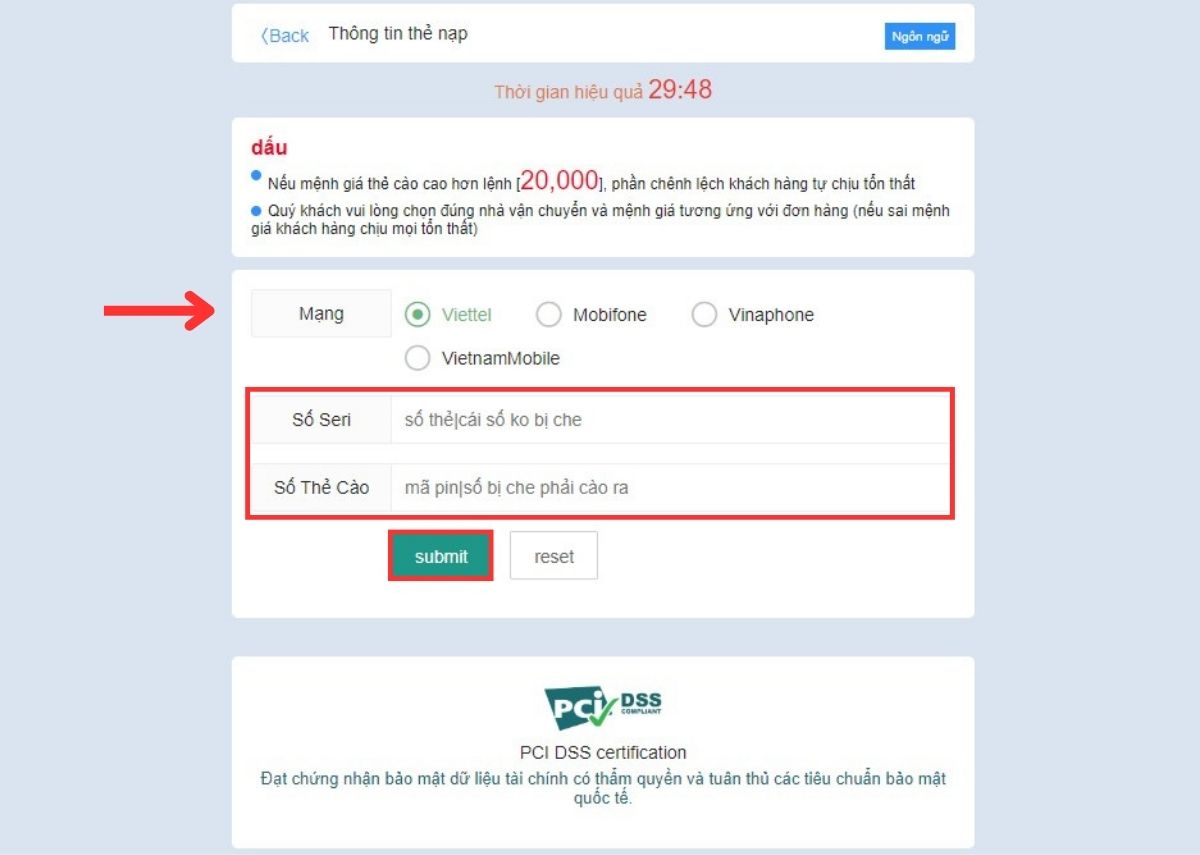 làm lệnh nạp tiền 8xbet qua thẻ cào