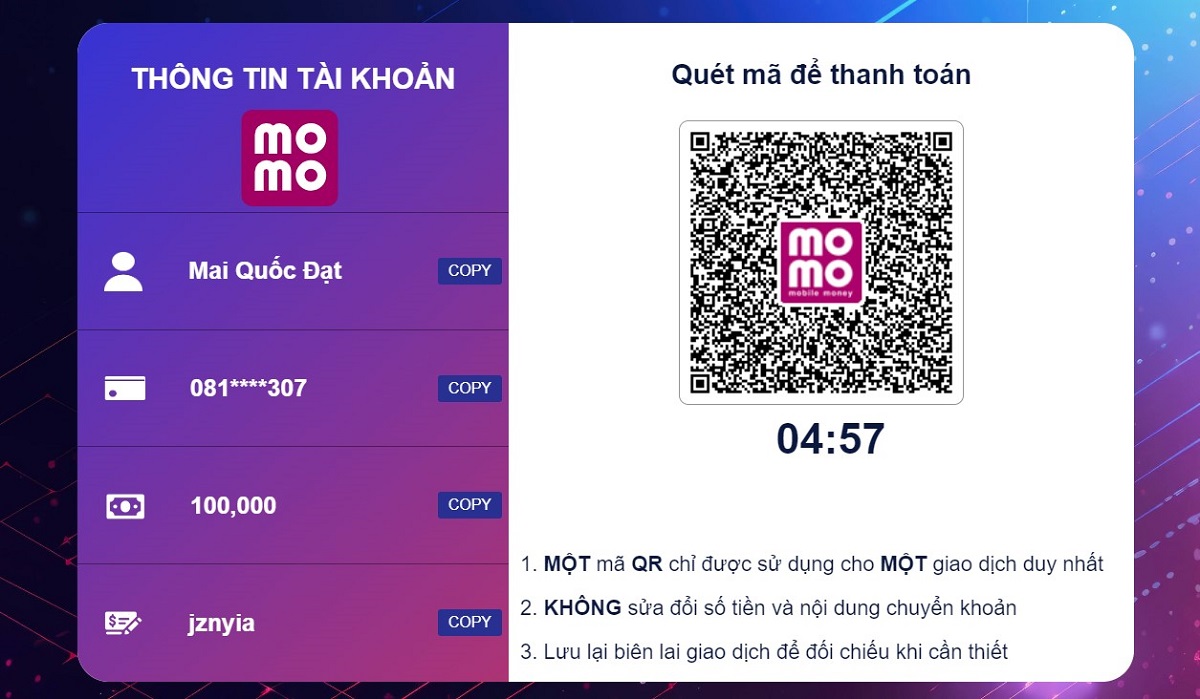 quét mã qr nạp tiền 8xbet qua momo