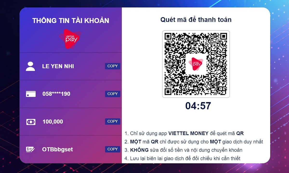 quét mã nạp tiền 8xbet qua viettelpay