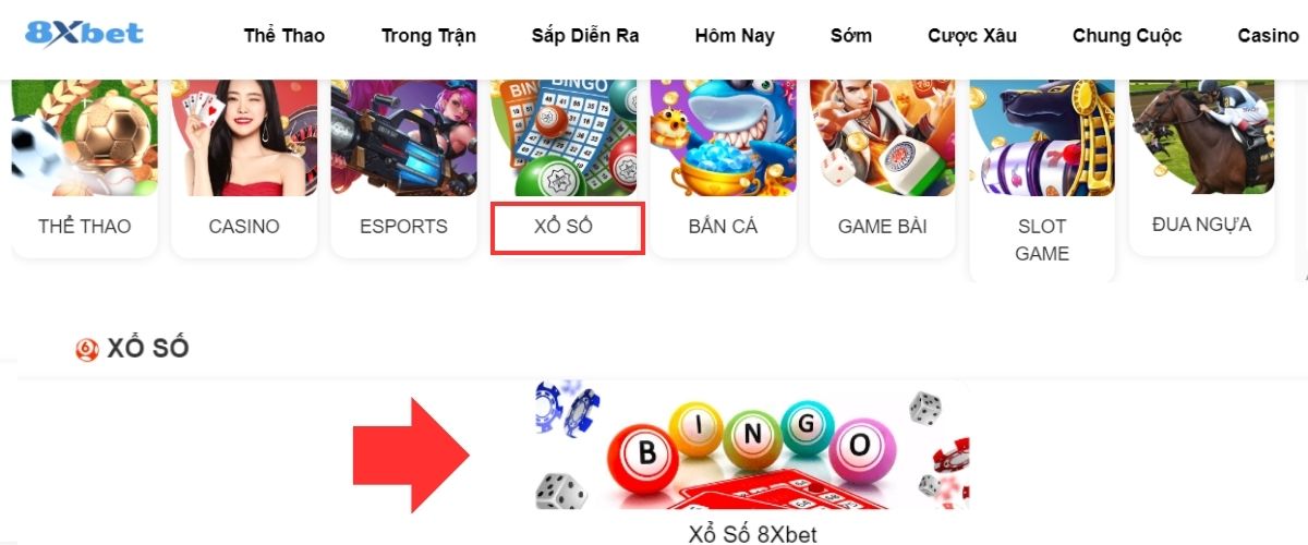vào sảnh chơi xổ số 8xbet