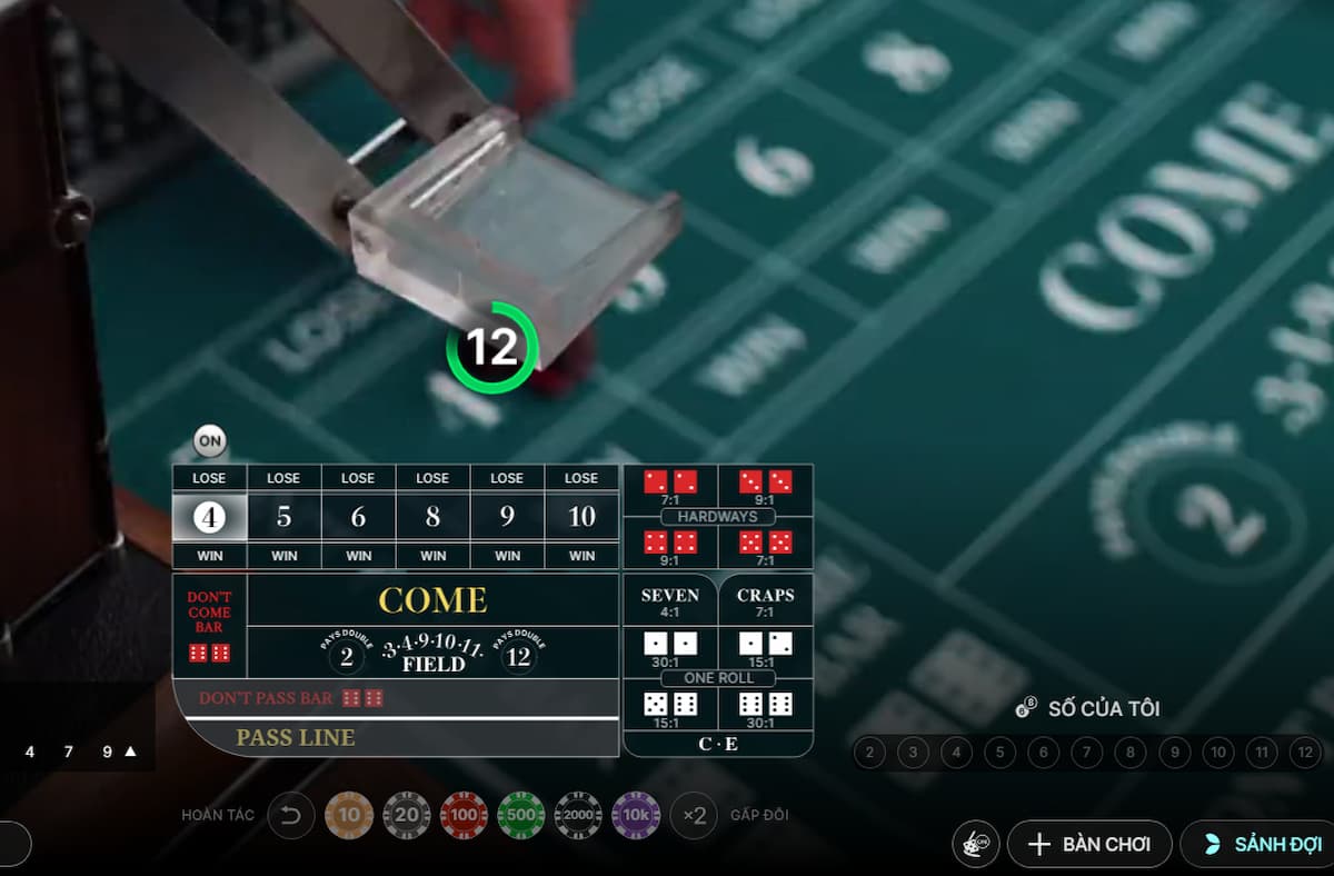 lượt đổ thứ nhất trong craps 8xbet