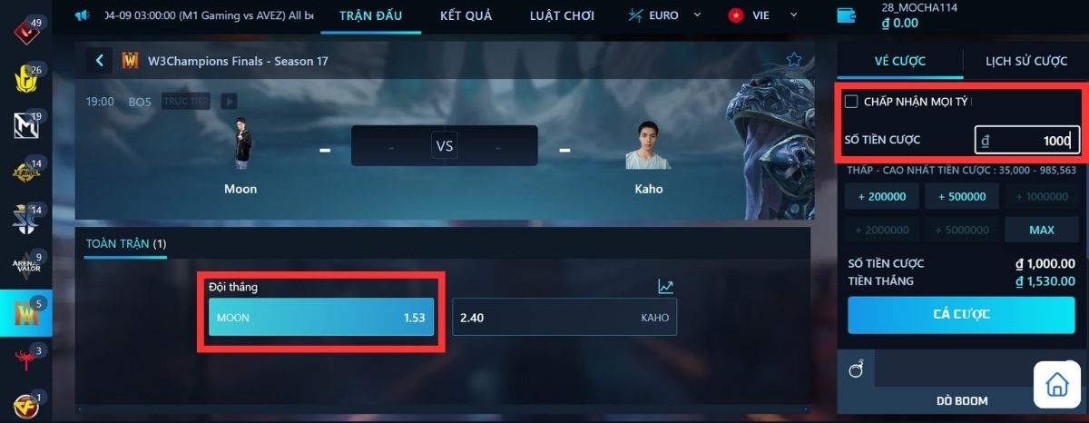 tiến hành đặt cược warcraft 3 8xbet