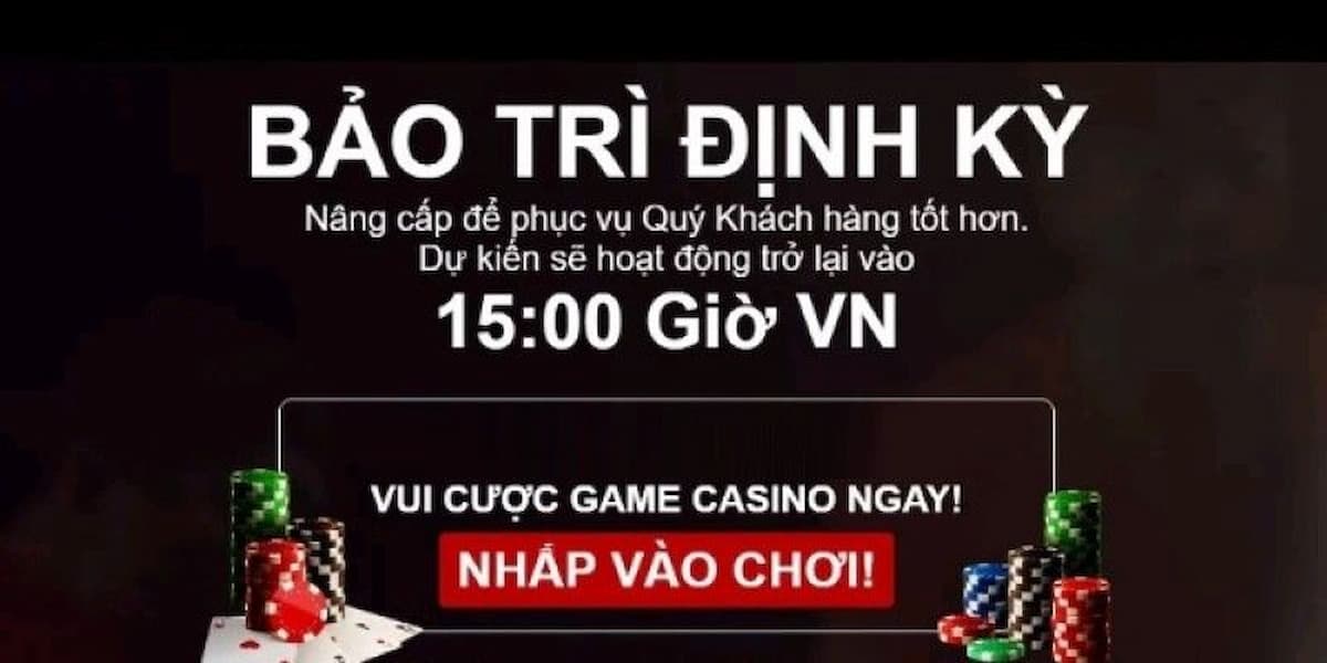 8xbet sẽ thông báo thời gian bảo trì hệ thống