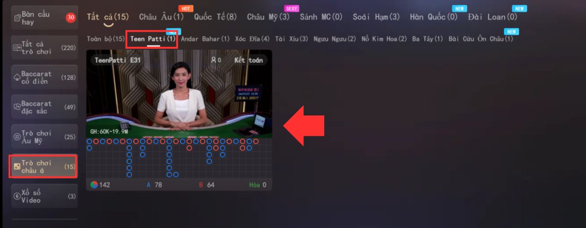 chọn bàn chơi teen patti 8xbet