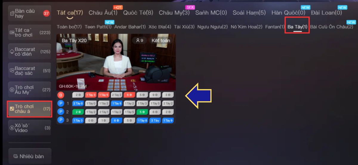 chọn phòng chơi bài ba tây 8xbet