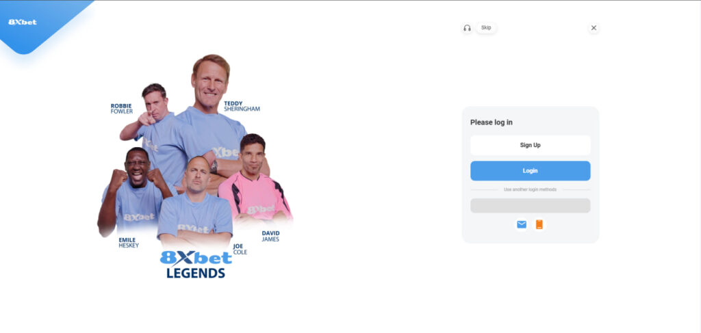 Màn hình đăng nhập 8XBET với nút Sign Up