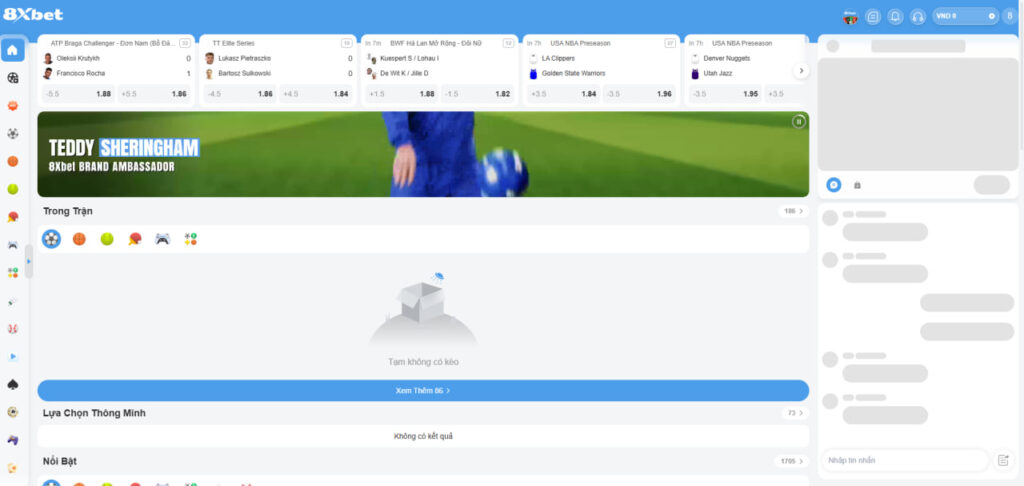 Trang chủ 8XBET sau đăng nhập
