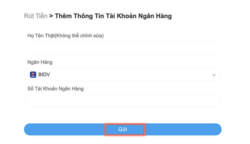Trường thông tin ngân hàng trên giao diện 8XBET lưu trữ, đã che dữ liệu tài khoản